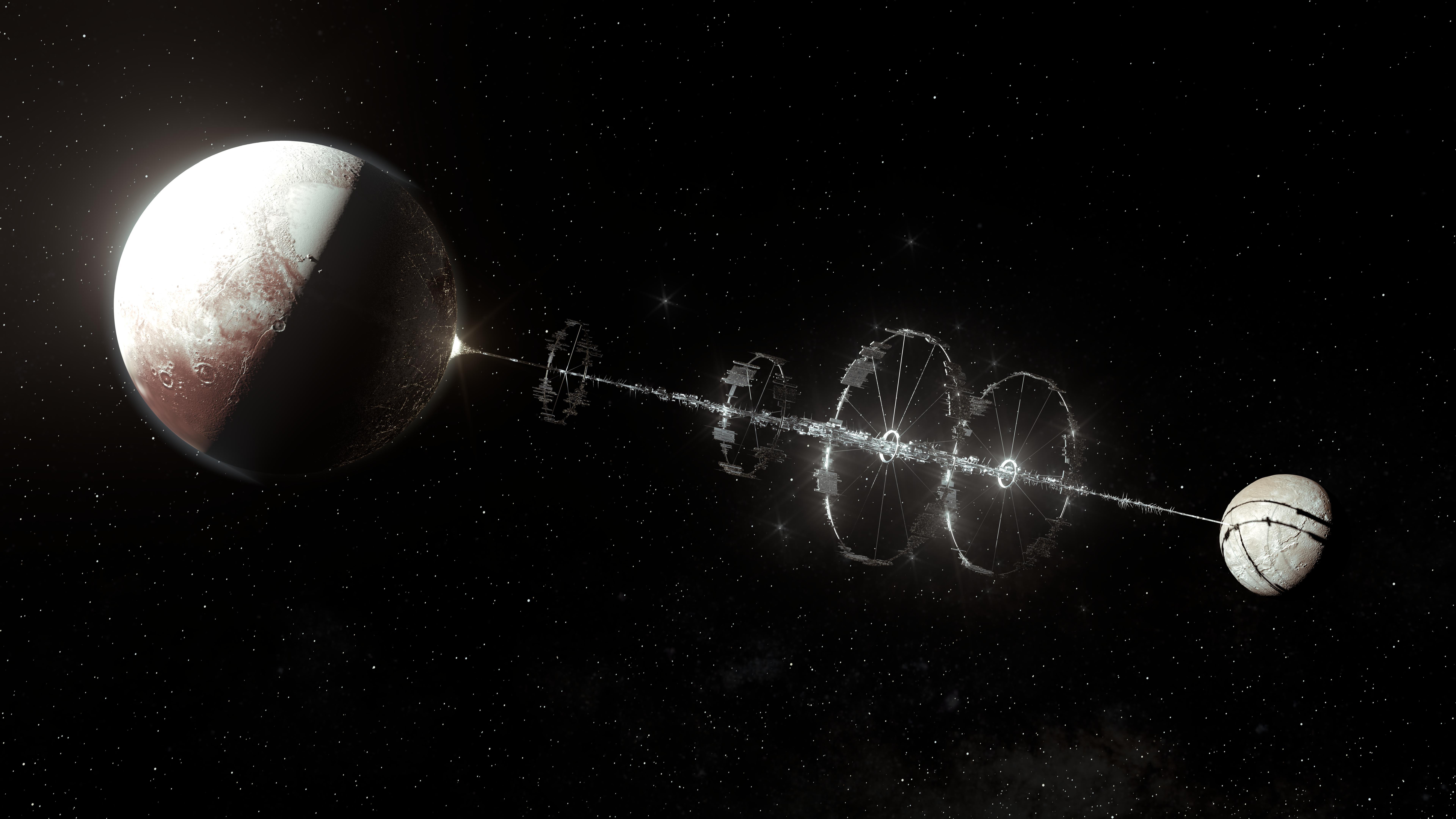 Free download Titan Pluto Space Station Space Planet Moon Star Computer Wallpaper 8K Wallpaper, Wallpaper(s) website provided.