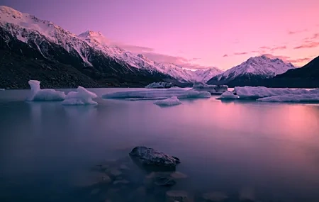 Free download Nature Landscape Mountains Snow Mountains Snow Ice Rocks Water Sky Cloud Rapids Dawn Lake 4K Wallpaper, Wallpaper(s) website provided.