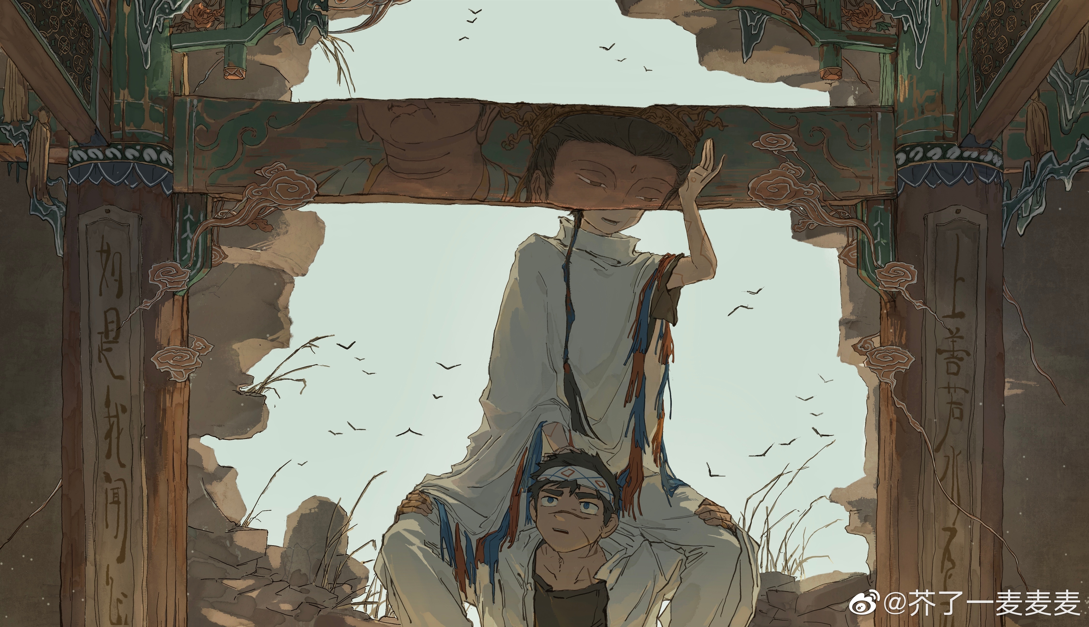 Free download Children Religion Scar Wood Headband Anime Boy AI Art 4K Wallpaper, Wallpaper(s) website provided.