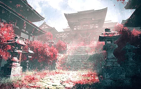 Free download architecture fog sky stairs sunshine temple clouds trees grass pillars 4K wallpaper, Wallpaper(s) website provided.