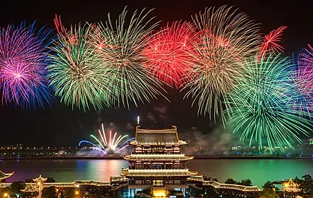 Free download New Year's Eve Fireworks 4K Landscape Wallpaper 4K Wallpaper, Wallpaper(s) website provided.