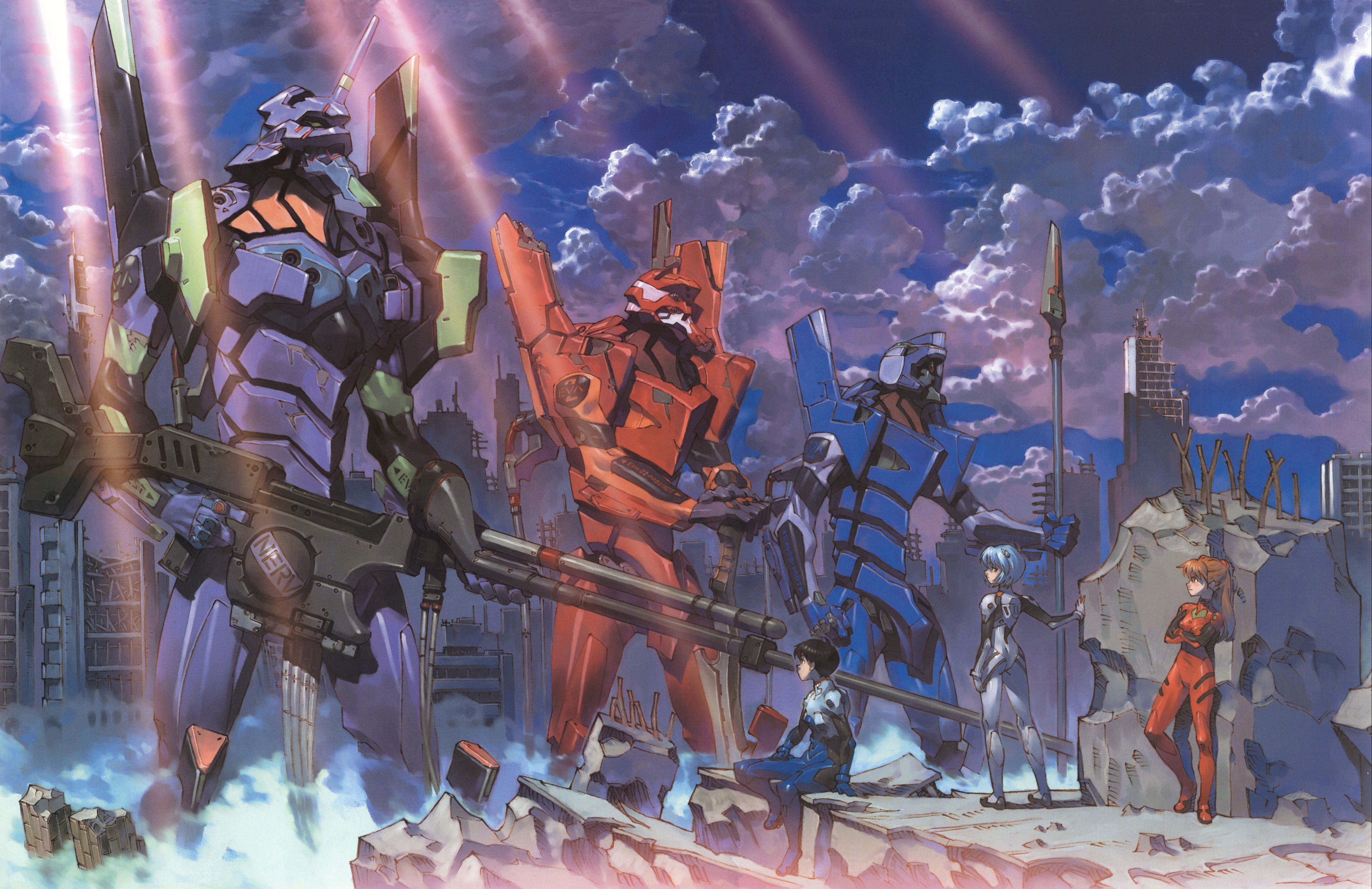 Free download Neon Gospel Light of Tomorrow Solu Shinji Anime Girl Futurism Cloud Science Fiction Mecha Girl Boy Evangelion 4K Wallpaper, Wallpaper(s) website provided.