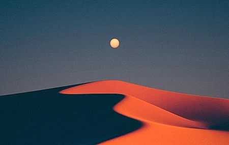 Free download Digital Art Illustration Digital Painting Landscape Nature Desert Dunes Moon Red Moon Minimalism 4K Wallpaper, Wallpaper(s) website provided.