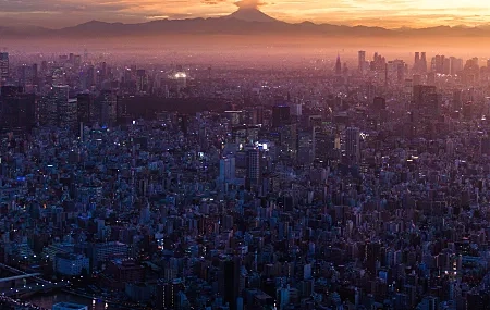 Free download Sunset City Scenery Horizon Volcano Clouds Mobile Wallpaper 4K Wallpaper, Wallpaper(s) website provided.
