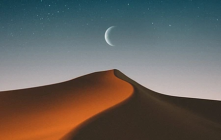 Free download Digital art illustration digital painting landscape nature night moon stars sky dunes desert 4K wallpaper, Wallpaper(s) website provided.