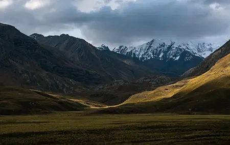 Free download Landscape Nature Cloud Mountain Field Grass Snow 4K Wallpaper, Wallpaper(s) website provided.