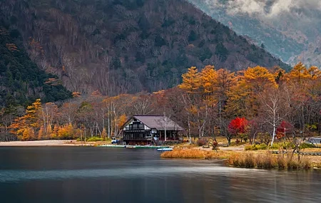 Free download Nature Landscape Trees Mountains Autumn Houses River Water Long Spring Plants 4K Wallpaper, Wallpaper(s) website provided.