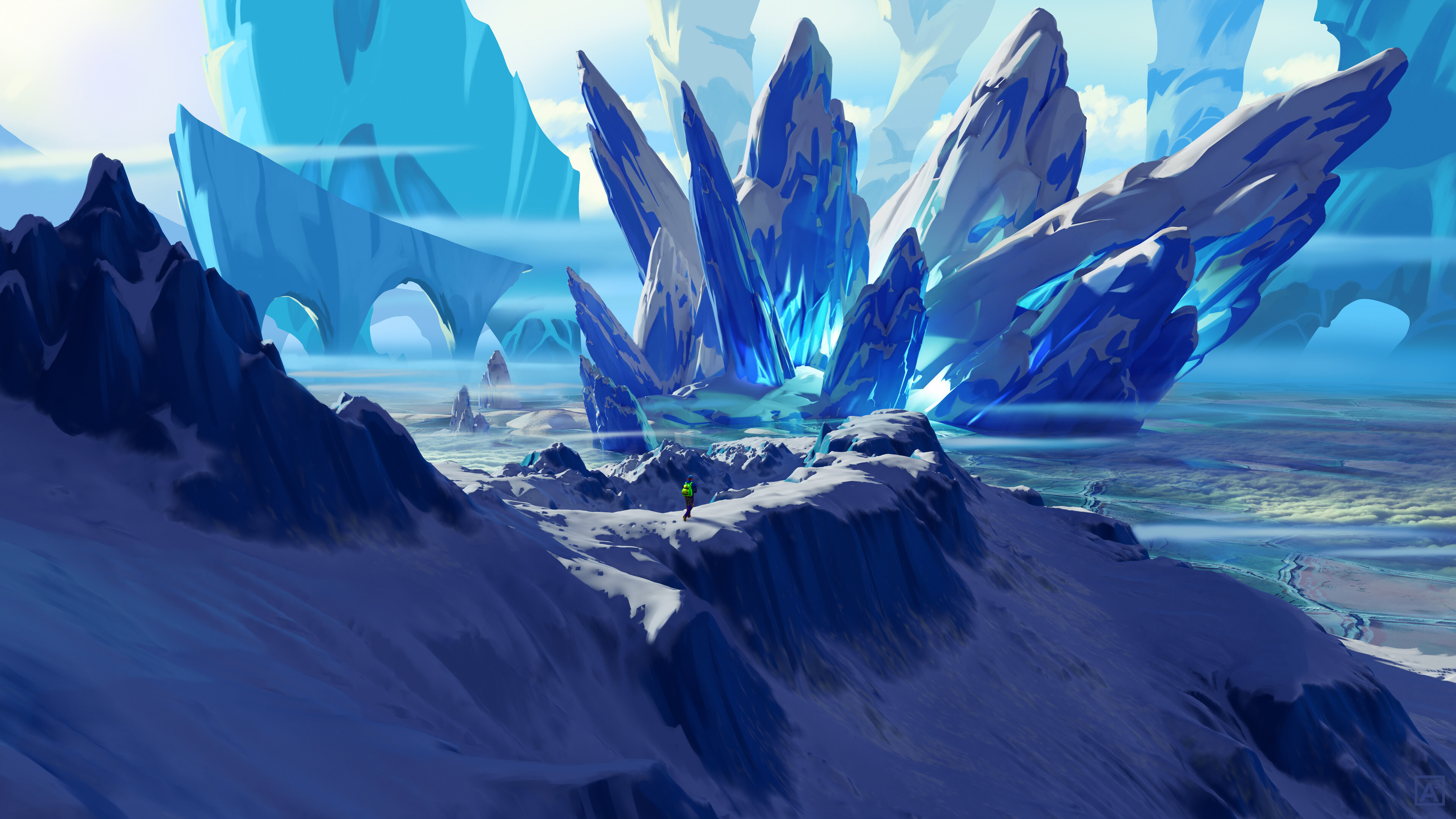 Free download AI Art Arctic Snow Ice Mountains 4K Wallpaper, Wallpaper(s) website provided.