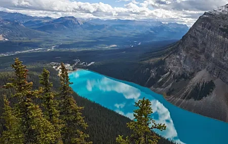 Free download Nature Landscape Trees Mountains Clouds Sky Forest Lake Sunshine Mountain View Water 4K Wallpaper, Wallpaper(s) website provided.