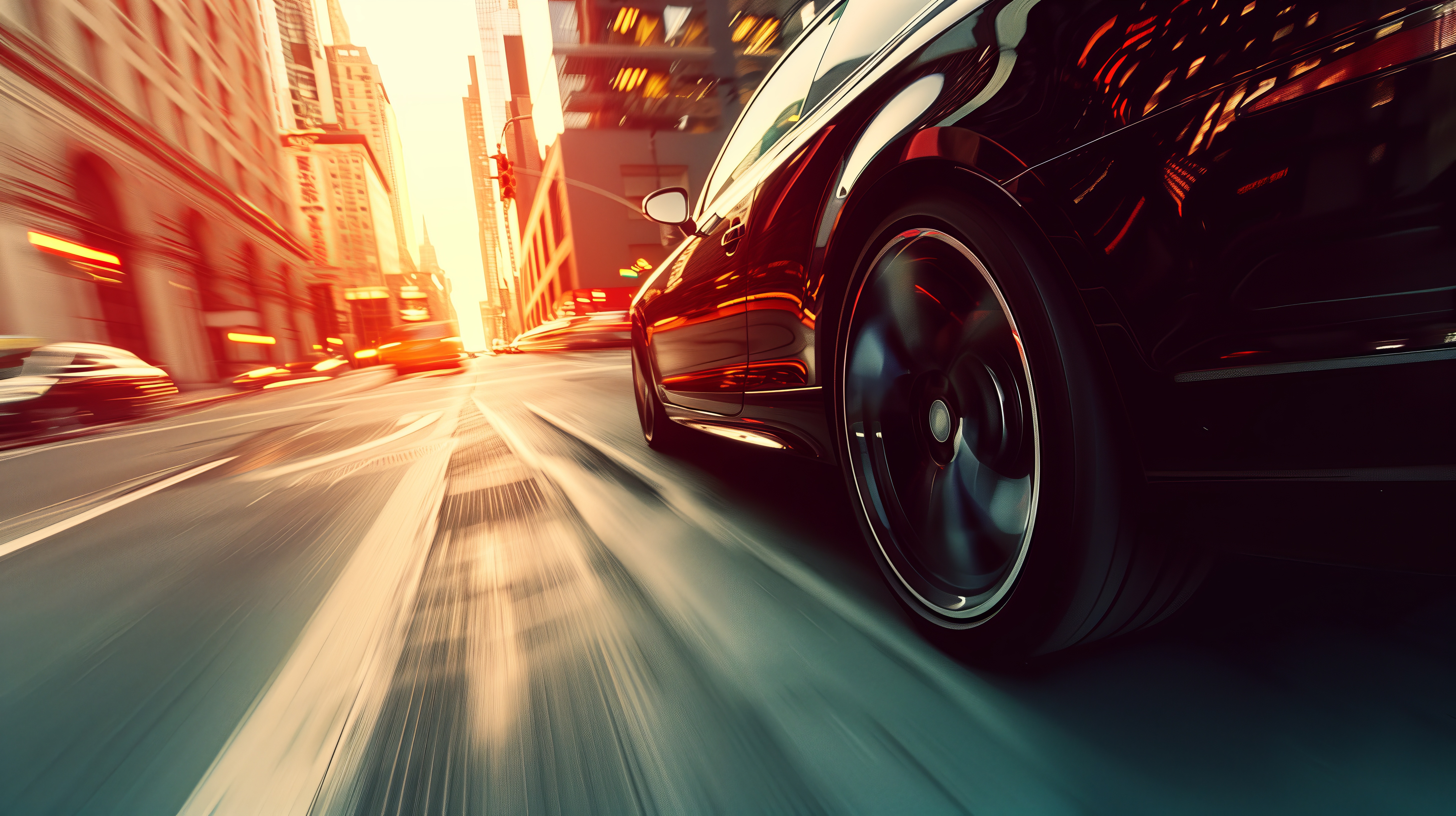 Free download AI Art Sports Car City Driving Dawn Computer Wallpaper 4K Wallpaper, Wallpaper(s) website provided.