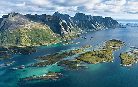 Free download Mountains Nature Ocean Sky Cloud Island Coast Water 4K Wallpaper, Wallpaper(s) website provided.