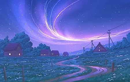 Free download Nature Night Sky Village AI Art 4K Wallpaper, Wallpaper(s) website provided.