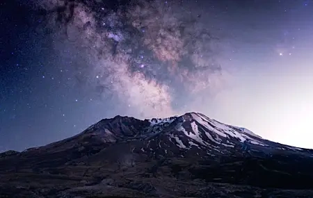 Free download Photography Nature Night Night Scenery Landscape Mountains Stars Milky Way Snow Volcano Mobile Wallpaper 4K Wallpaper, Wallpaper(s) website provided.