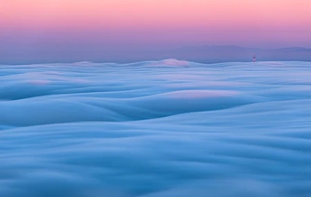 Free download Nature Landscape Clouds Mountains Sky Fog Tower Sea of ​​Clouds 4K Wallpaper, Wallpaper(s) website provided.