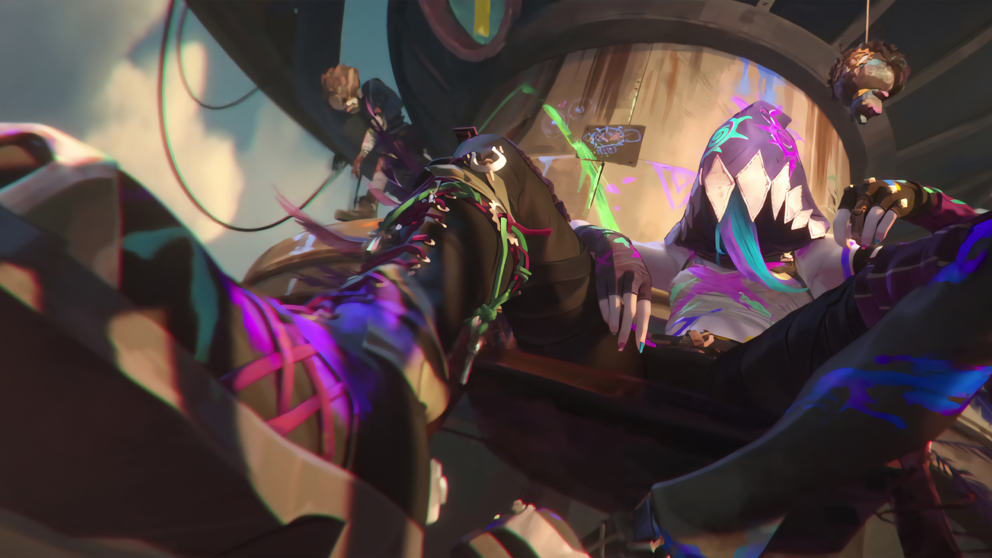 Free download League of Legends Electronic Games Character Girls Blue Hair Pink Hair Battle of the Two Cities Legend Animation TV Series Wild Rift Valley 4K Wallpaper, Wallpaper(s) website provided.