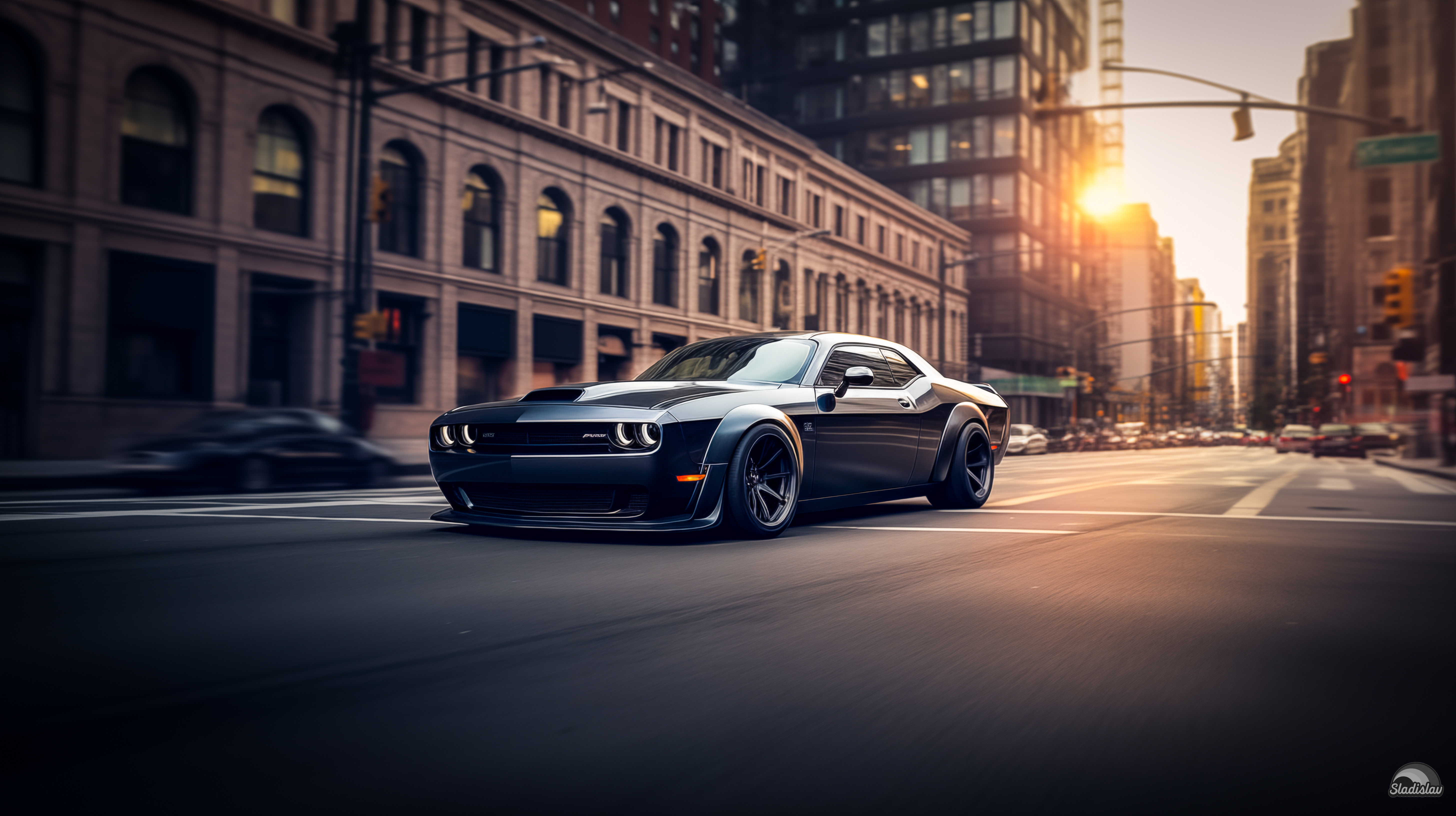 Free download AI ART Dodge Challenger New York City Computer Wallpaper 4K Wallpaper, Wallpaper(s) website provided.
