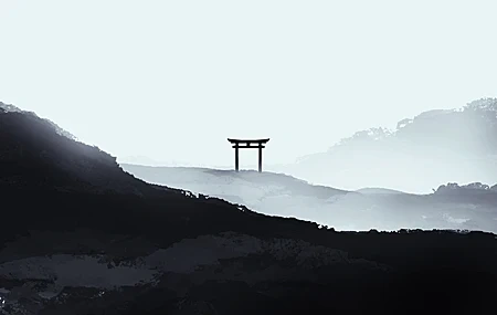 Free download Digital art artwork illustration landscape monochrome minimalism tori mountain range digital painting mobile wallpaper 4K wallpaper, Wallpaper(s) website provided.