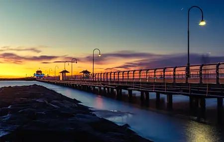 Free download Landscape Ocean Bridge Sun Dawn 4K Wallpaper, Wallpaper(s) website provided.