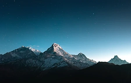 Free download Nature Landscape Mountains Stars Snow Glow Glow Sky Night 4K Wallpaper, Wallpaper(s) website provided.