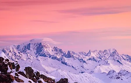 Free download Nature Landscape Sky Cloud Mountains Rocks Snow Winter 4K Wallpaper, Wallpaper(s) website provided.