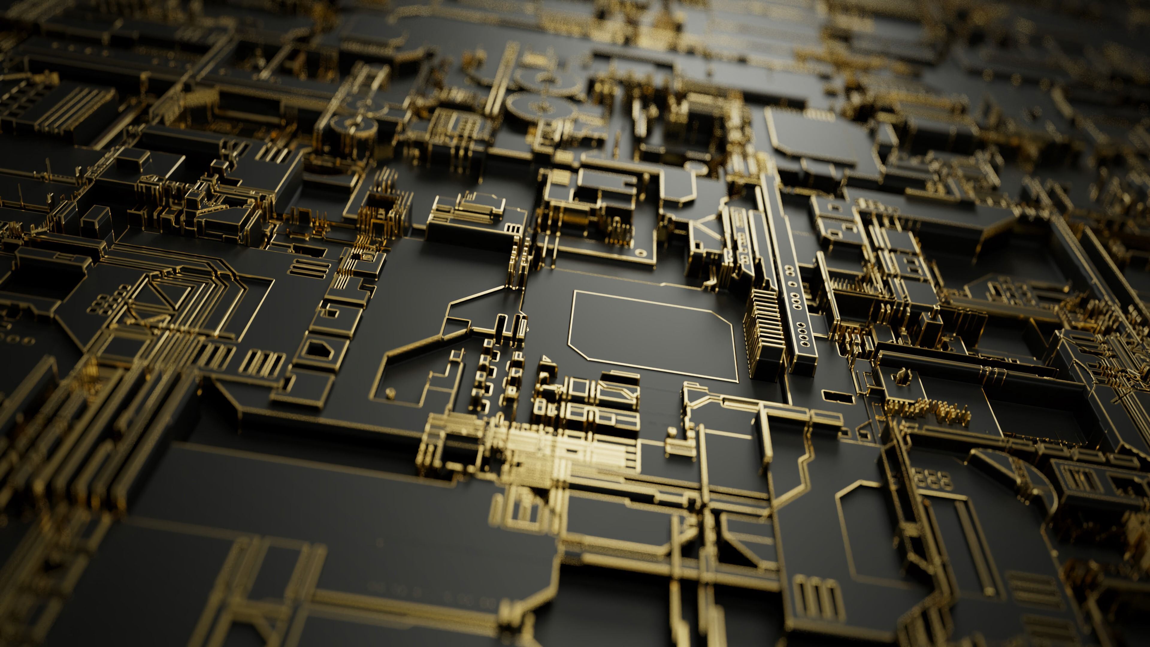 Free download Circuit Board AI Art Closeup Technology Gold Switch 4K Wallpaper, Wallpaper(s) website provided.