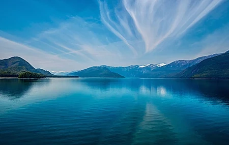 Free download Photography fjord landscape nature water mountain snow hill cloud reflection sky 4K wallpaper, Wallpaper(s) website provided.