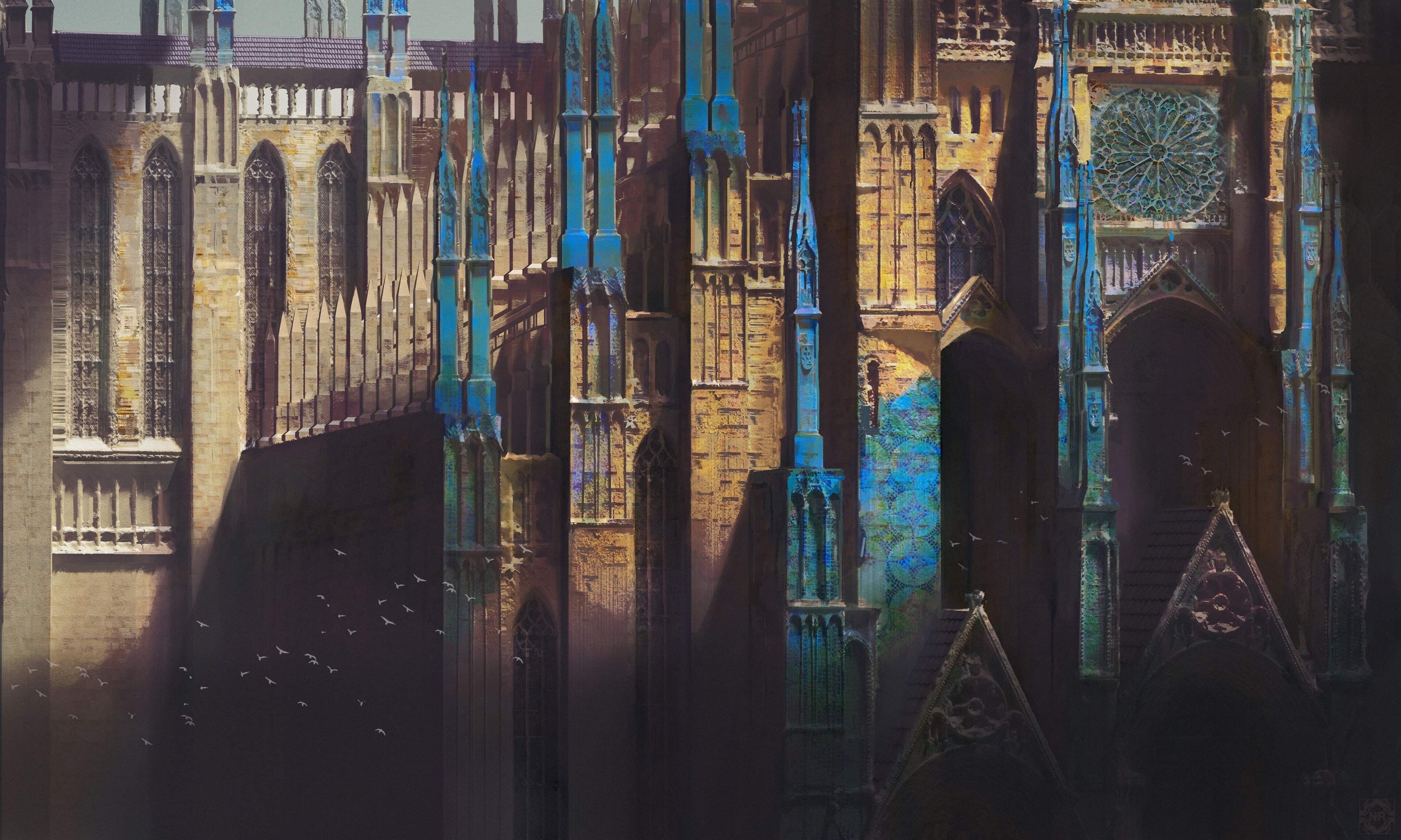 Free download AI Art Castle Fantasy Architecture Cathedral Fantasy Art 4K Wallpaper, Wallpaper(s) website provided.