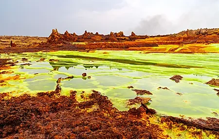 Free download Scenery Nature Volcano Pond Acid Pond Sulfur Pond Sky Reflection Clouds Water Surface 4K Wallpaper, Wallpaper(s) website provided.