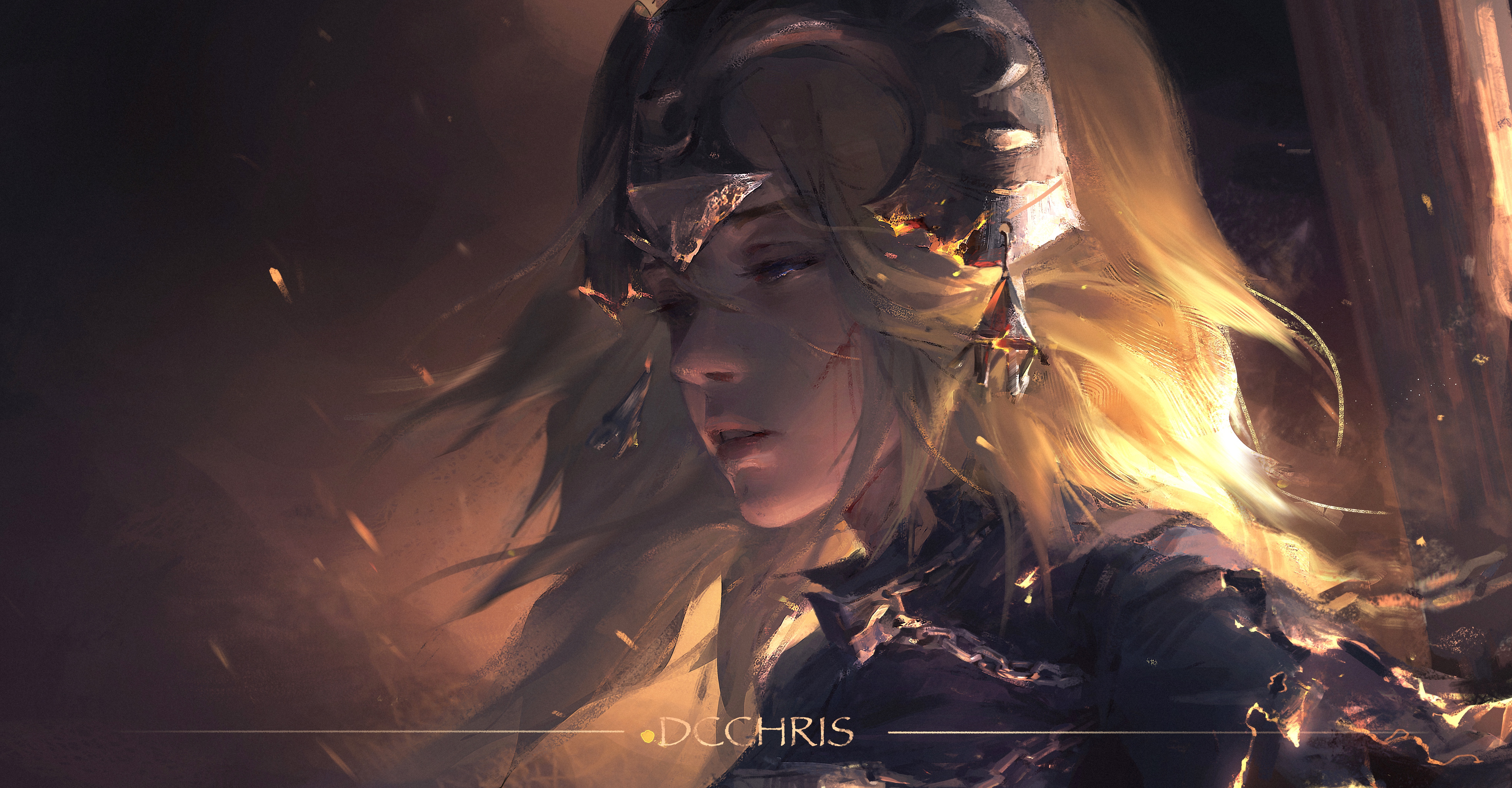 Free download Woman Blonde Girl Ruler Fate Ruler Armor Fire Burning Anime Girl Jenny 8K Wallpaper, Wallpaper(s) website provided.