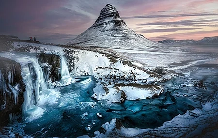 Free download Photography Landscape Iceland Waterfall Winter Mountains Snow Arctic Clouds Water 4K Wallpaper, Wallpaper(s) website provided.