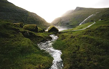 Free download Stream Scenery River Meadow Hills Nature 4K Wallpaper, Wallpaper(s) website provided.