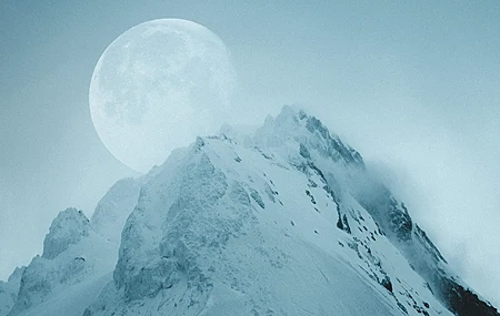 Free download Digital art artwork illustration digital painting landscape nature snow mountains moon 4K wallpaper, Wallpaper(s) website provided.
