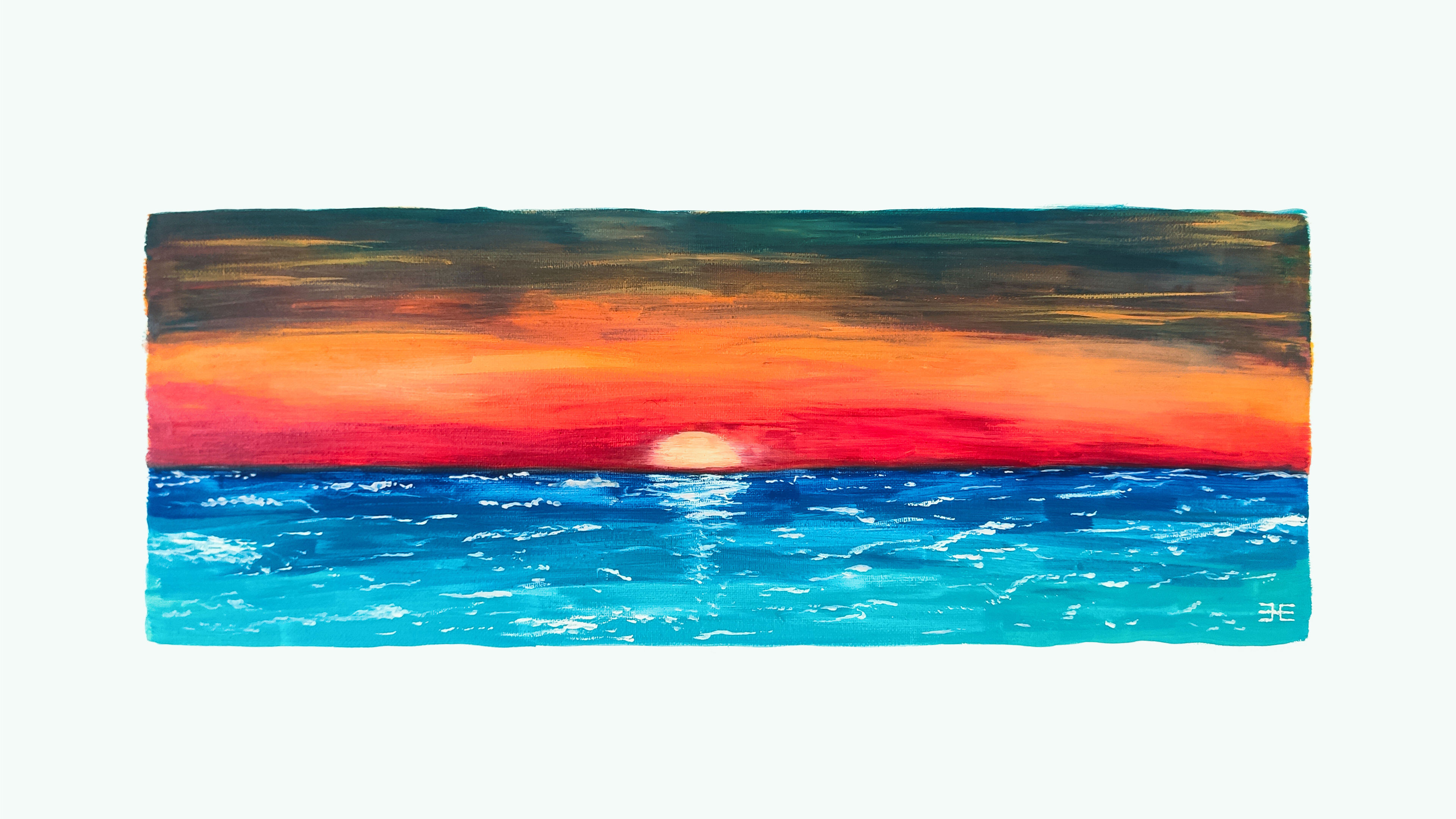 Free download Sunset Painting Sea 4K Wallpaper, Wallpaper(s) website provided.