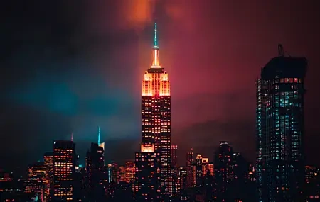 Free download Building Night City Landscape Light Photography Red 4K Wallpaper, Wallpaper(s) website provided.