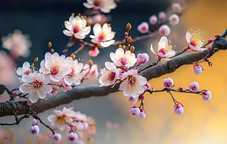 Free download Art cherry blossoms flowers branches nature 4K wallpaper, Wallpaper(s) website provided.