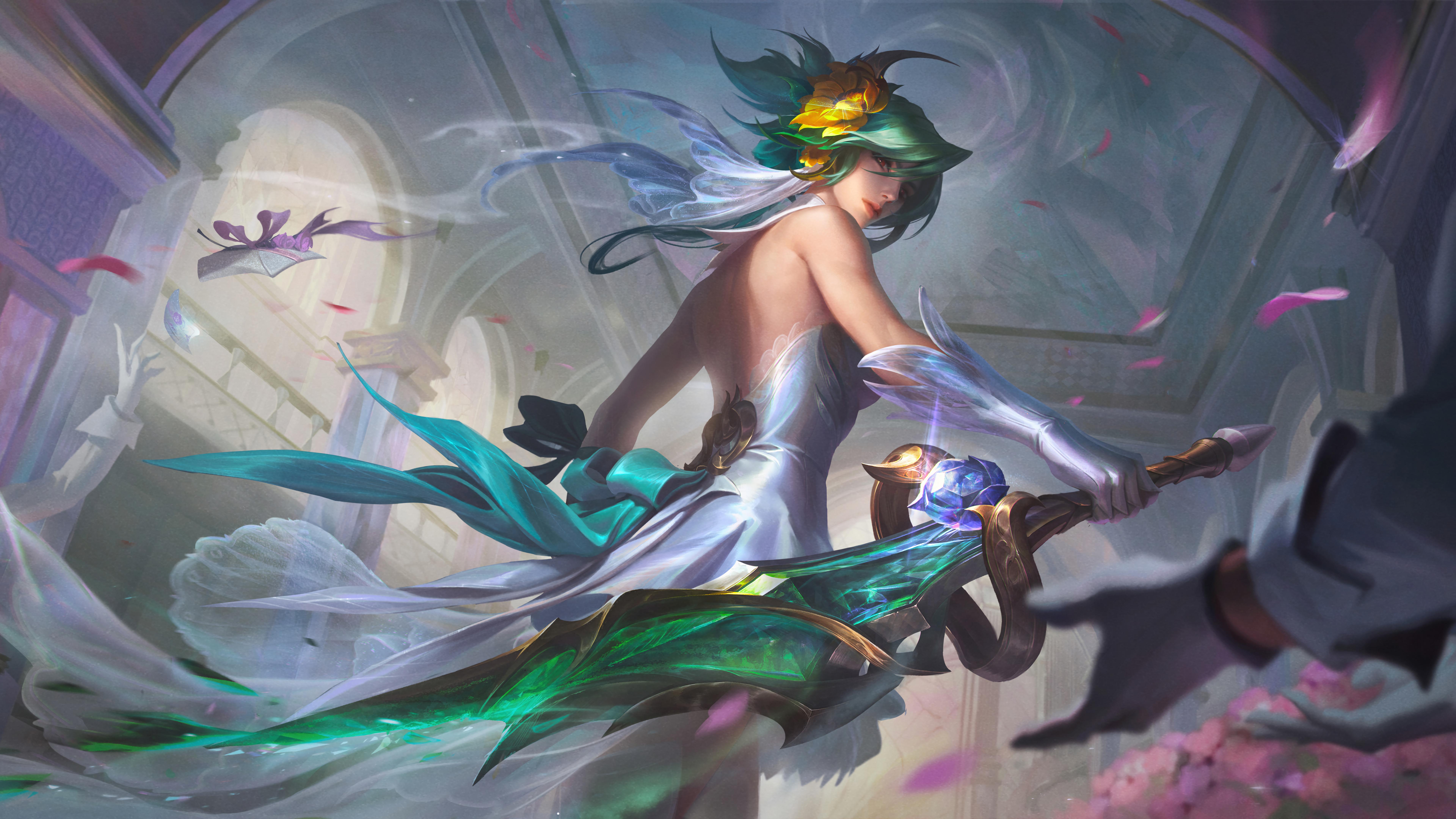 Free download Game CG Characters AI Art League of Legends Wild Cracks Crystal Rose Girl Weapons 8K Wallpaper, Wallpaper(s) website provided.