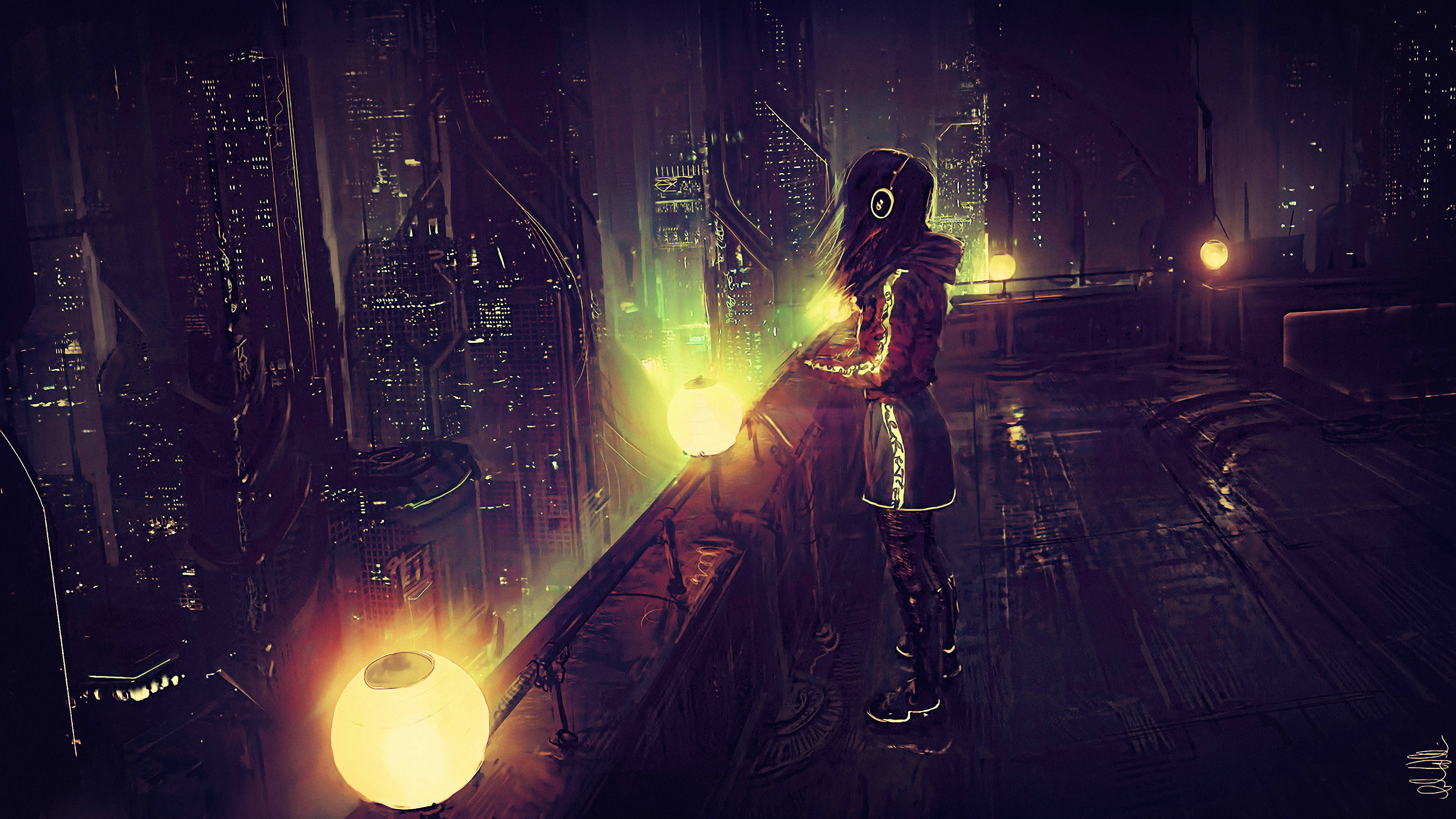 Free download Fantasy Art Night City Landscape Cyberpunk 4K Wallpaper, Wallpaper(s) website provided.
