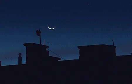Free download AI Art Night Crescent Moon Silhouette Dark Building Peace Simple Background Minimalism Moon 4K Wallpaper, Wallpaper(s) website provided.