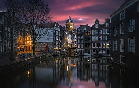 Free download Photography City Landscape Street Canal River Water Sunset Architecture 4K Wallpaper, Wallpaper(s) website provided.