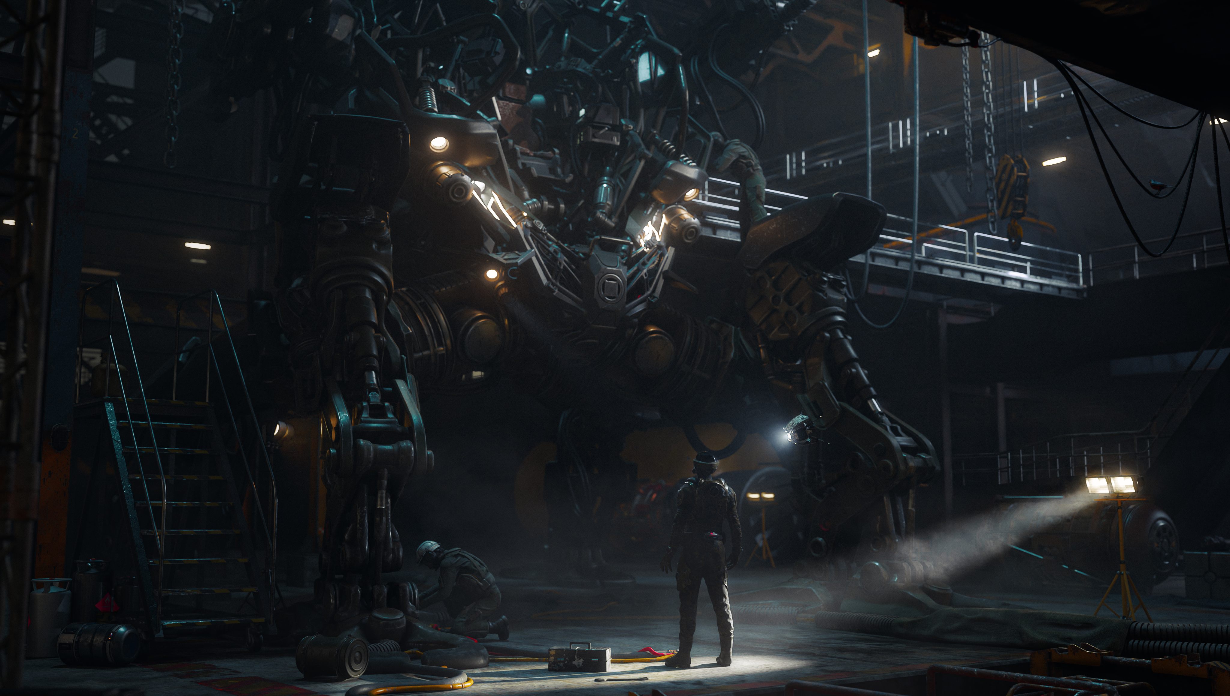 Free download AI Art Illustrations Indoor Robot Futurism Environment Fantasy Art 4K Wallpaper, Wallpaper(s) website provided.