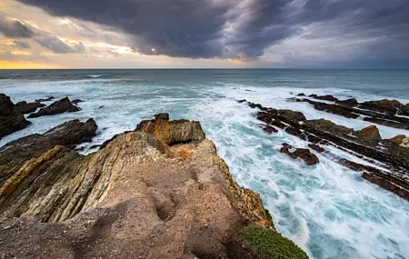 Free download Landscape Photography Ocean Cliff Trail Sky Water Cloud Rock Waves 4K Wallpaper, Wallpaper(s) website provided.