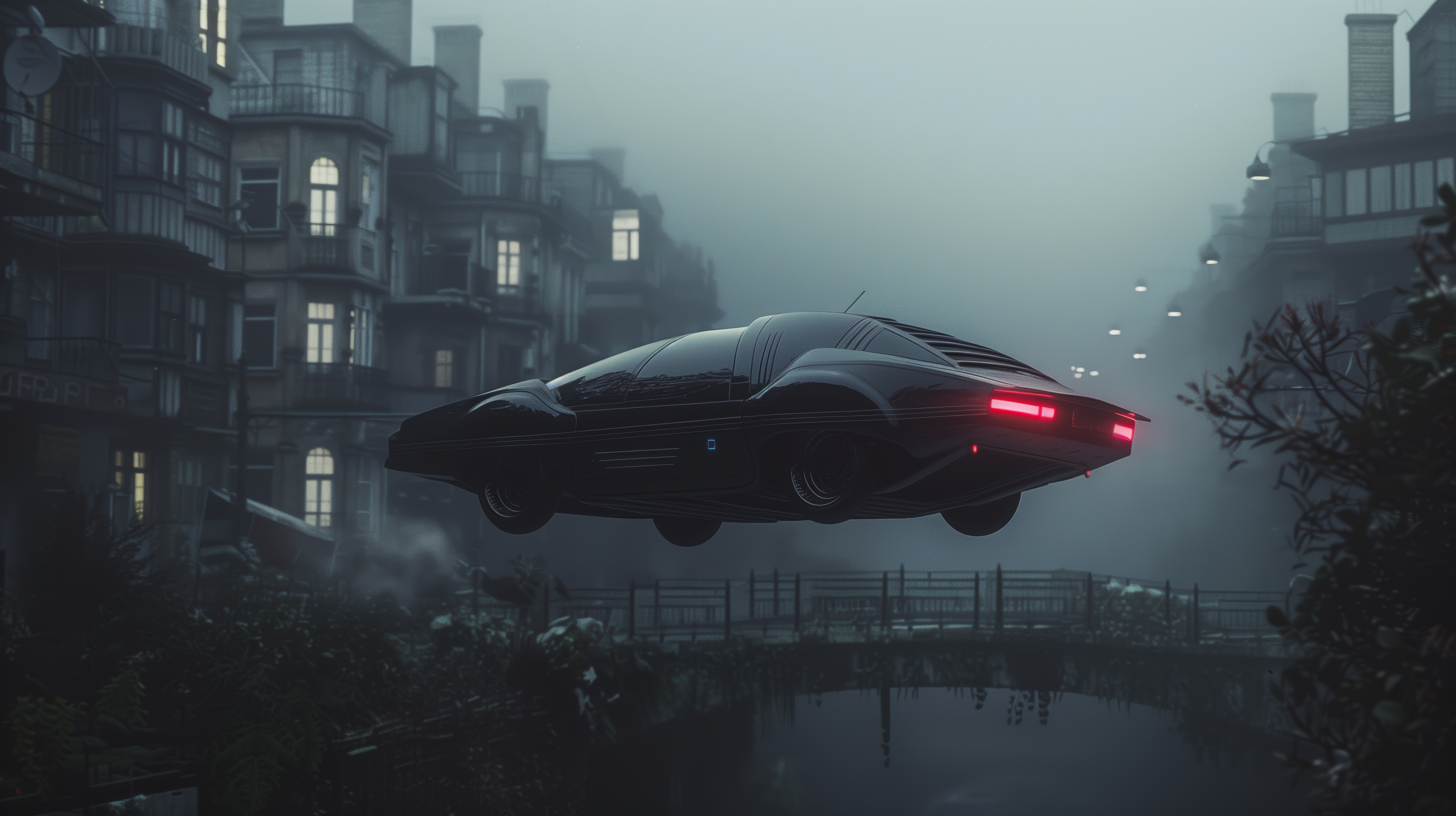Free download Flying Car Fog Bridge Tail Light Computer Stickers 4K Stickers, Wallpaper(s) website provided.