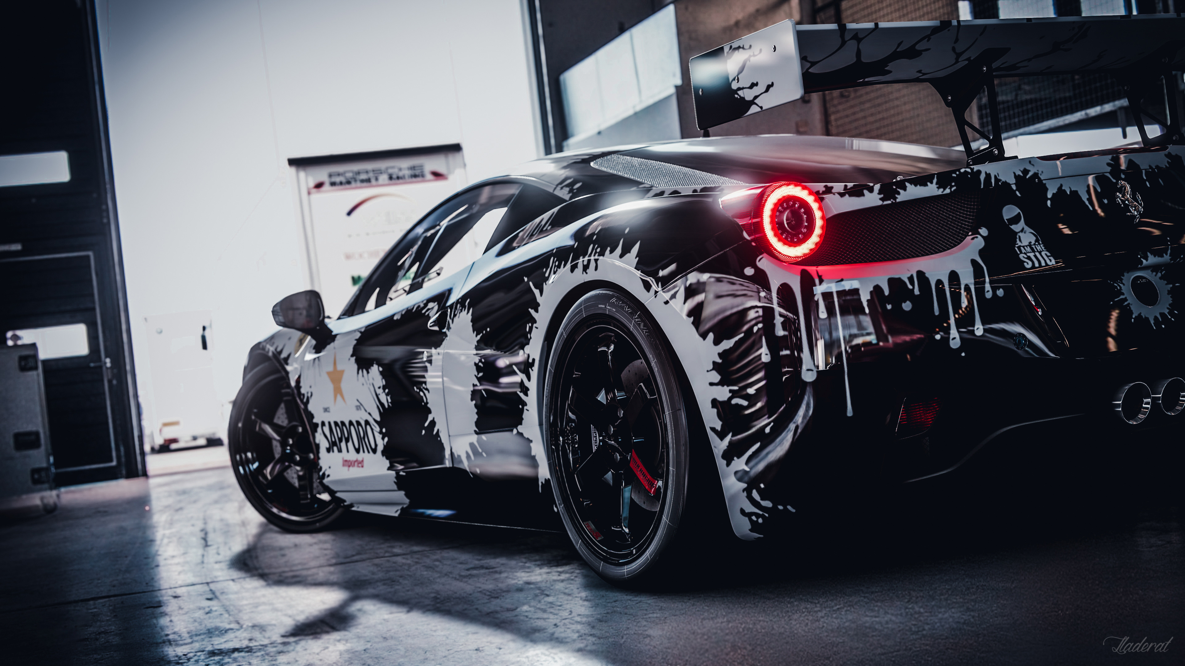 Free download Garage Ferrari Black White Red Light Car Game CG Computer Wallpaper 4K Wallpaper, Wallpaper(s) website provided.
