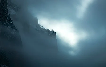 Free download Nature Mountains Trees Rocks Dark Misty 4K Wallpaper, Wallpaper(s) website provided.