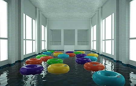 Free download Backstage Indoor Space Floating Pool Water CGI Swimming Ring 4K Wallpaper, Wallpaper(s) website provided.