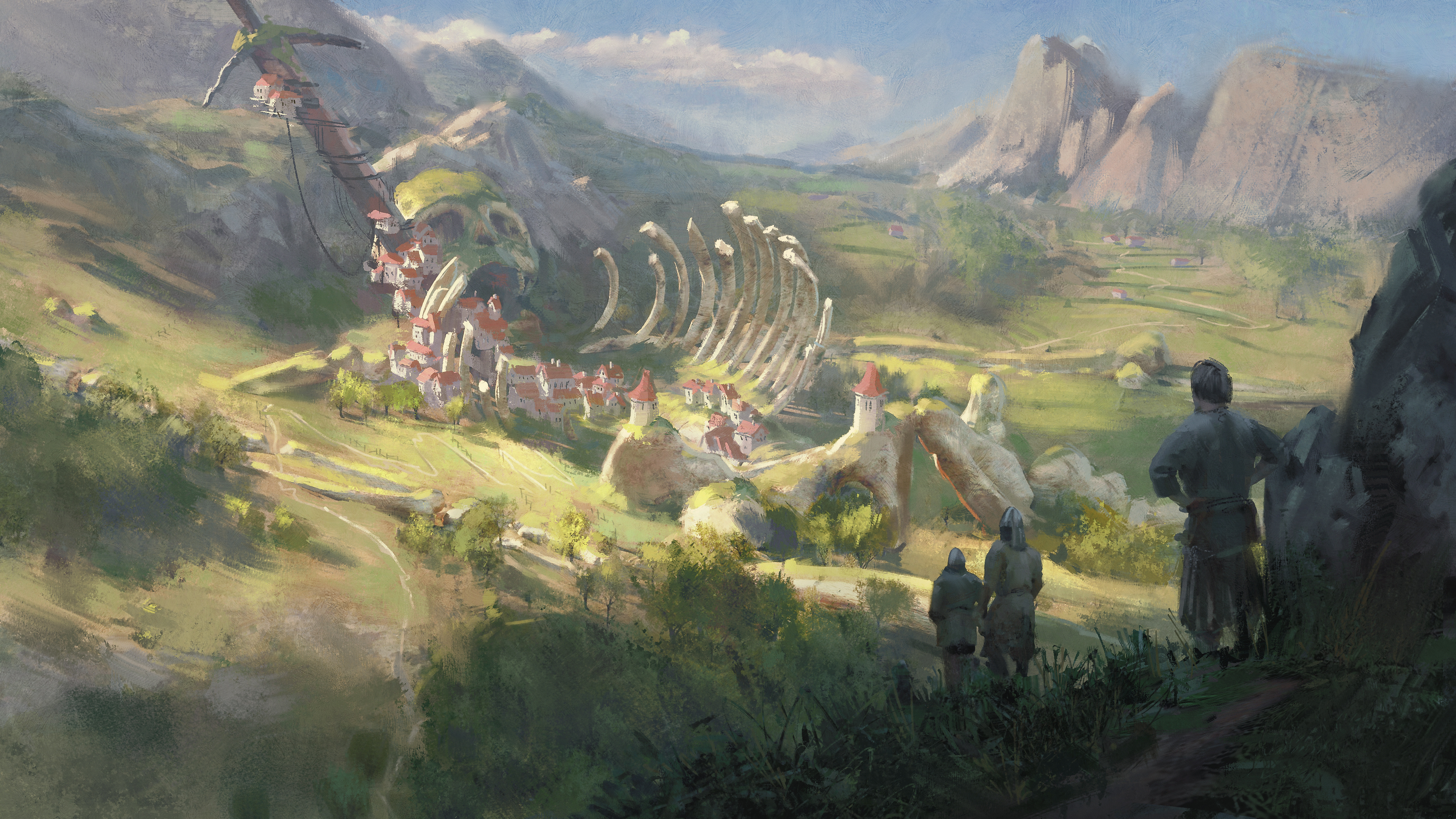 Free download Sword Titan Skeleton Mountain Grass Rock Village Bones 4K Wallpaper, Wallpaper(s) website provided.