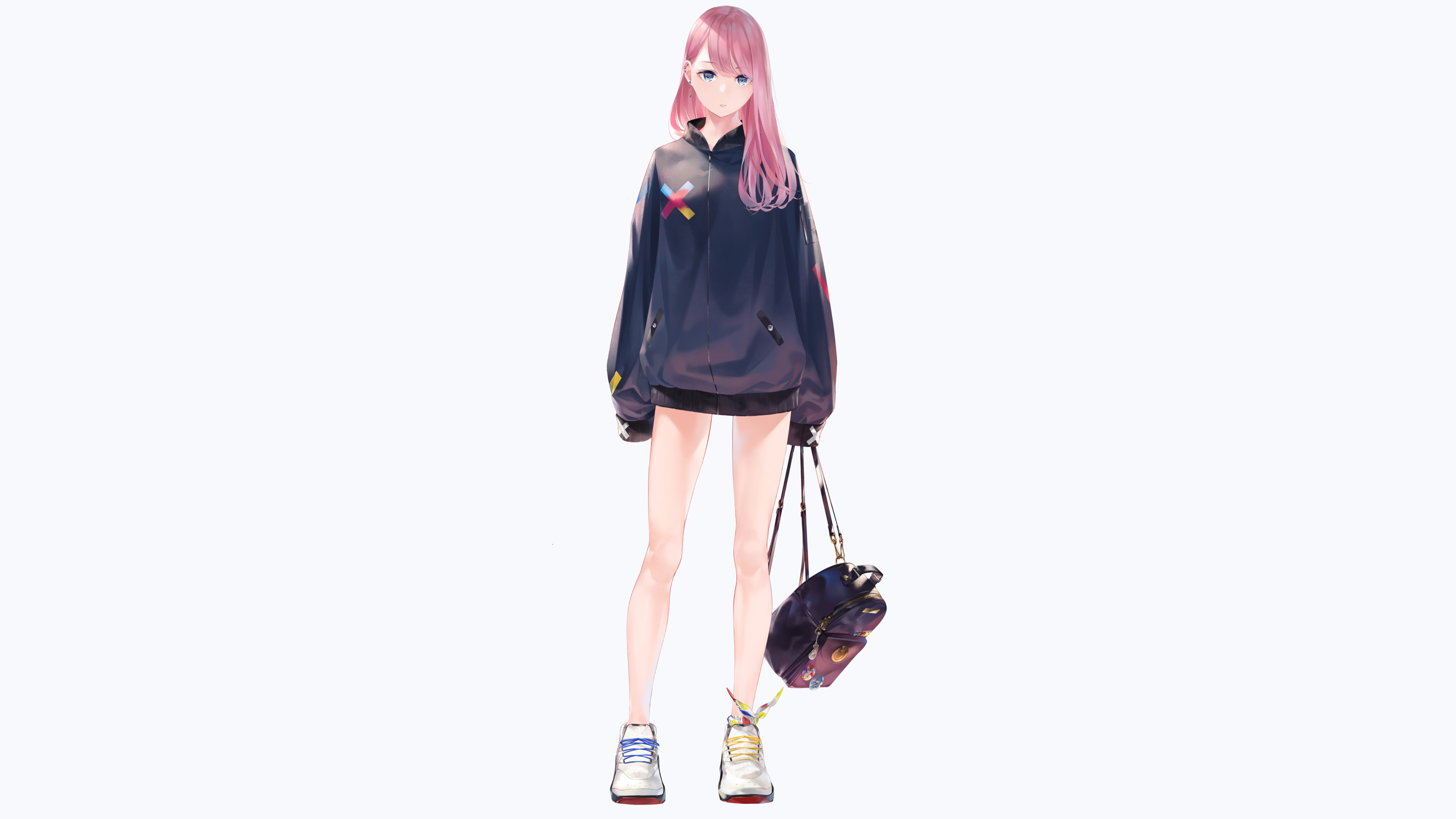 Free download Original Character Pink Hair Blue Eyes Anime Girl 4K Wallpaper, Wallpaper(s) website provided.