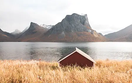Free download Landscape Norway Nature Mountains Water Log Cabin 4K Wallpaper, Wallpaper(s) website provided.