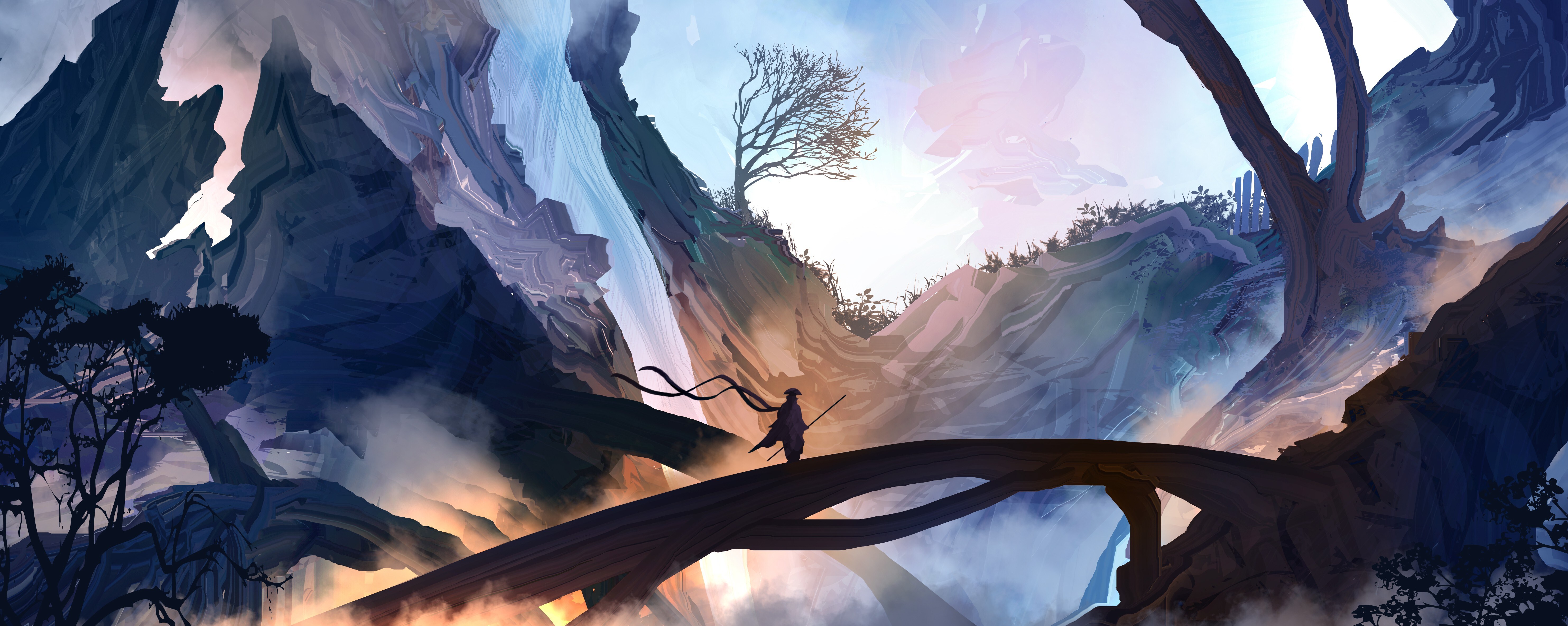 Free download Fantasy Art Mountain Fog Xiake Art 4K Wallpaper, Wallpaper(s) website provided.