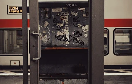 Free download retro city decay graffiti abandoned phone train station industry portrait nostalgia landscape station minimalism tattoo public phone mobile wallpaper 4K wallpaper, Wallpaper(s) website provided.